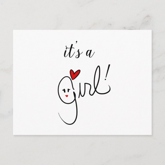 Faire-part Carte postale C'est une fille (Devant)