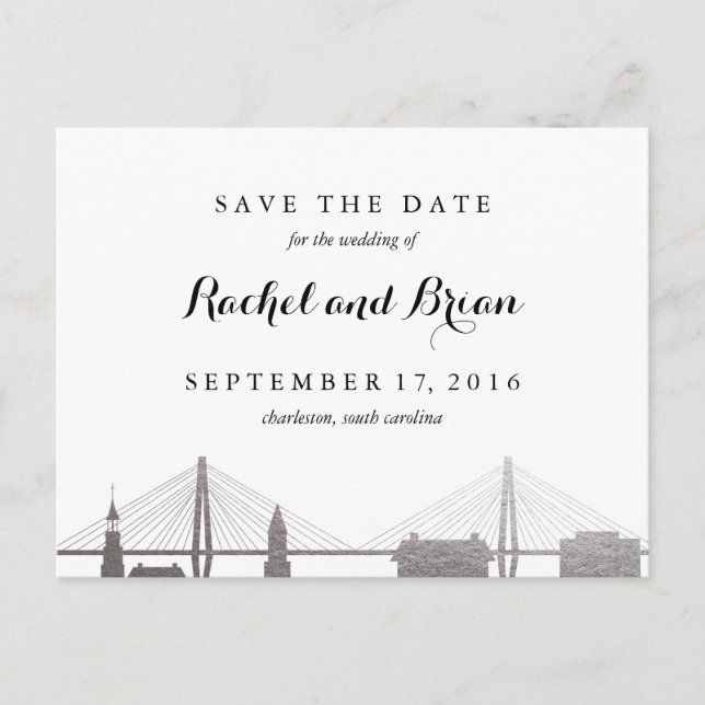 Faire-part Carte postale Charleston Caroline du Sud Faux Arge (Devant)