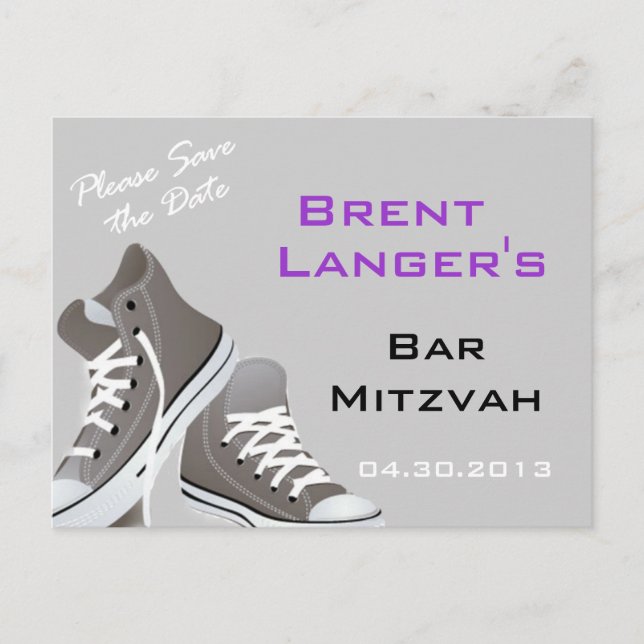 Faire-part Carte postale Chaussures Bar Mitzvah (Devant)