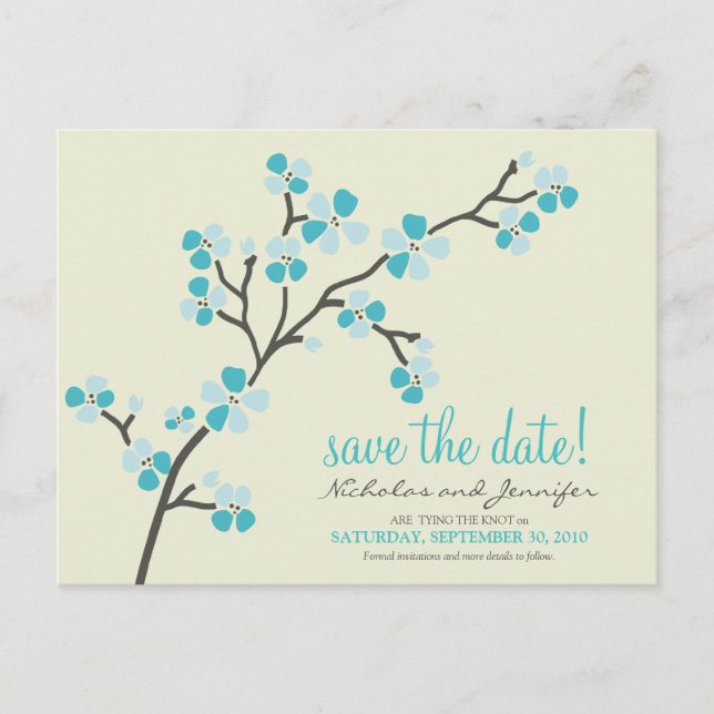 Faire-part CARTE POSTALE Cherry Blossom Enregistrer la date ( (Devant)