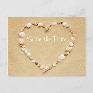 Faire-part Carte postale coeur en coquillage pour sauvegarde 