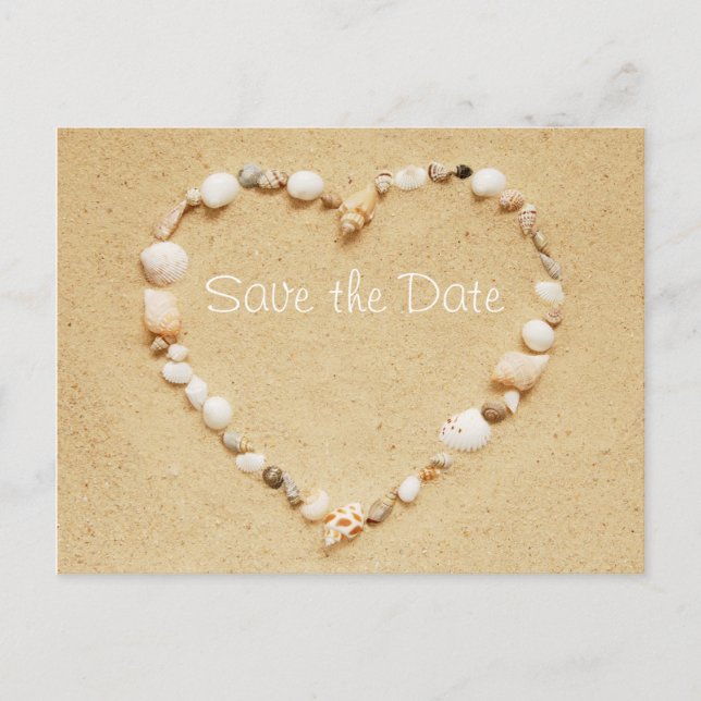 Faire-part Carte postale coeur en coquillage pour sauvegarde  (Devant)