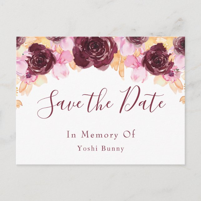 Faire-part Carte postale commémorative pour animal de compagn (Devant)