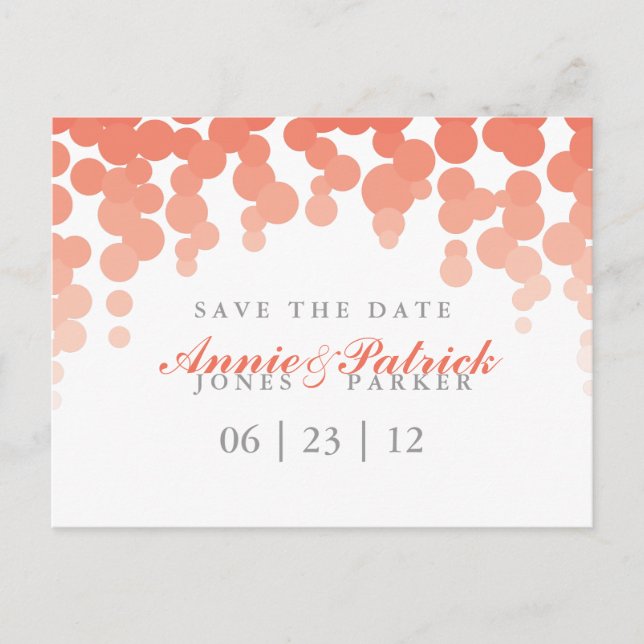 Faire-part Carte postale "Confettis" pour annoncer la date de (Devant)