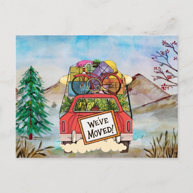 Faire-part Carte postale d'adresse nouvelle vintage (Devant)