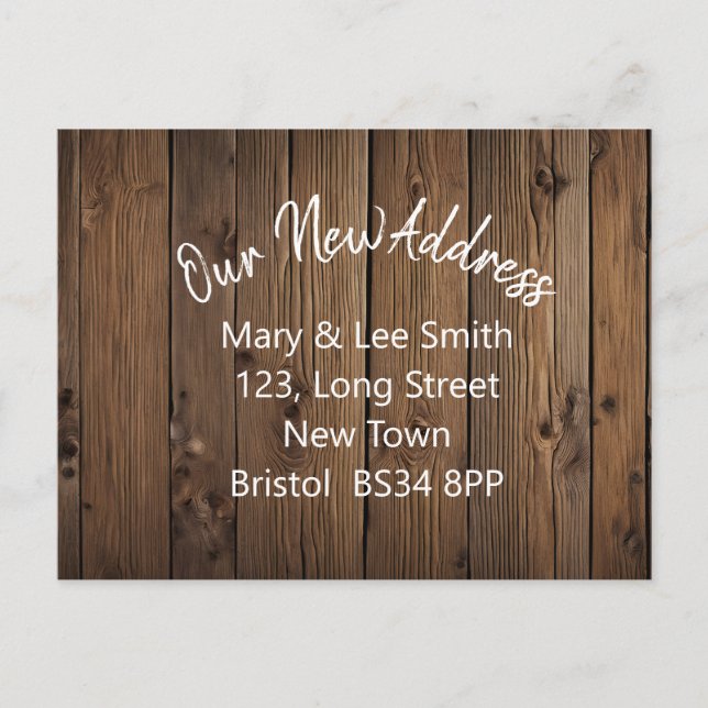 Faire-part carte postale d'adresse rustique (Devant)
