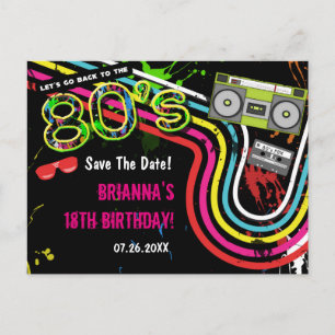 Faire-part Carte postale d'anniversaire rétro des années 80 p