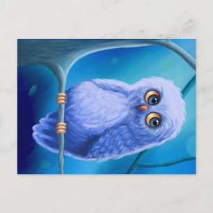 Faire-part Carte postale d'annonce de chouette bleue endormie