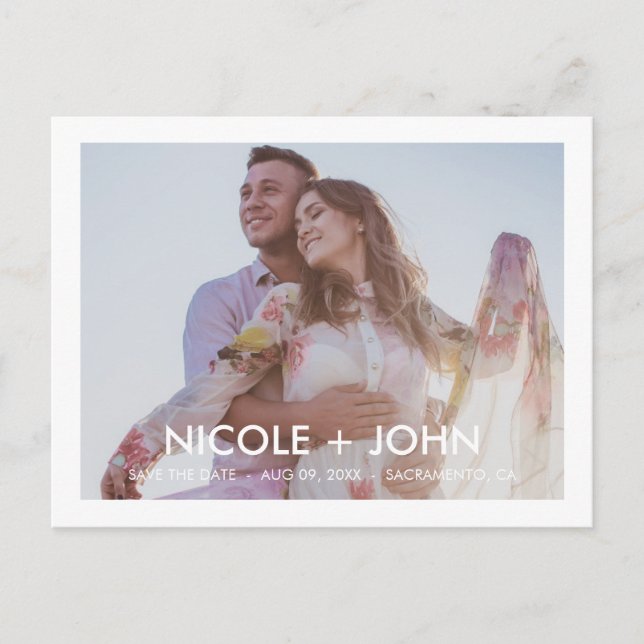 Faire-part Carte postale d'annonce de date de mariage avec ca (Devant)