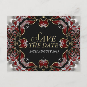 Faire-part Carte postale d'annonce de date de mariage en sati