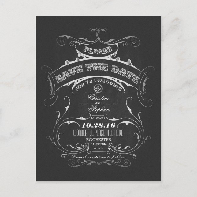 Faire-part Carte postale d'annonce de date de mariage sur tab (Devant)