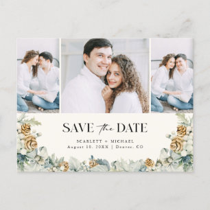 Faire-part Carte postale d'annonce de date de sauvegarde bleu
