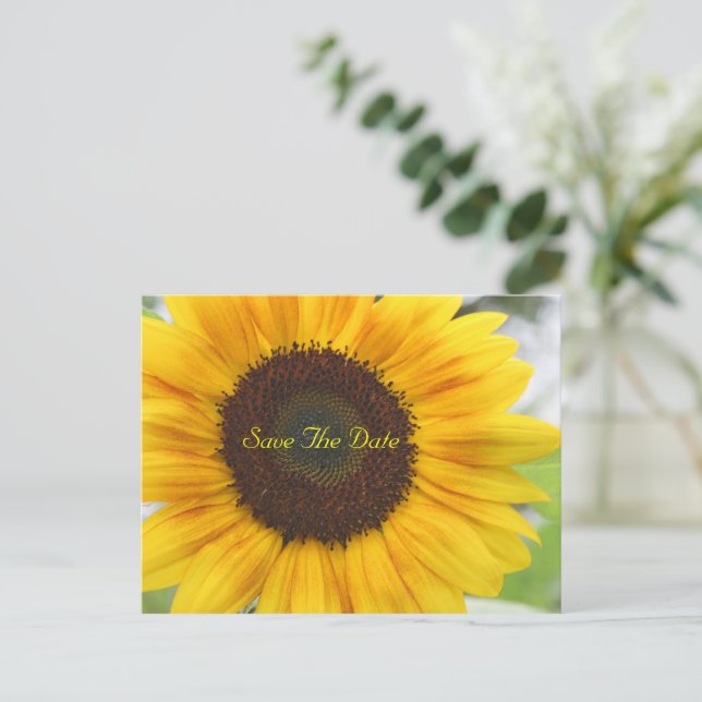 Faire-part Carte postale d'annonce de date de tournesol (Debout devant)