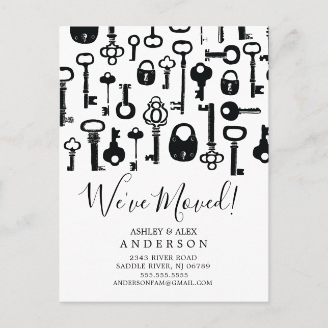 Faire-part Carte postale d'annonce de déménagement de clés an (Devant)