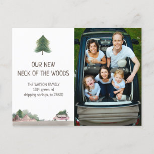 Faire-part carte postale d'annonce de déménagement forêt past