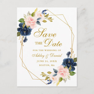 Faire-part Carte postale d'annonce de mariage à encadrer flor