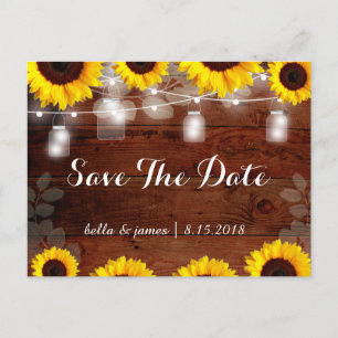 Faire-part Carte postale d'annonce de mariage aux tournesols 