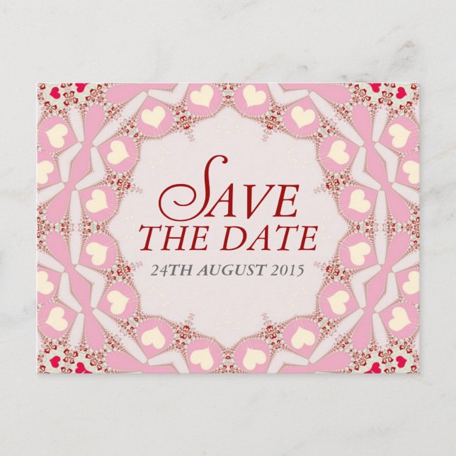 Faire-part Carte postale d'annonce de mariage coeurs rouges e (Devant)