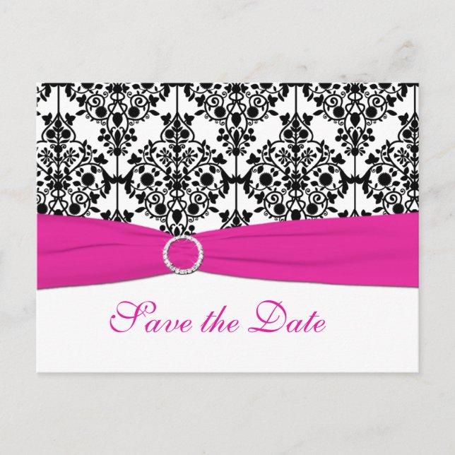 Faire-part Carte postale d'annonce de mariage rose, blanche e (Devant)