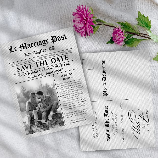 Faire-part Carte postale d'annonce de mariage unique dans un  (Créateur téléchargé)