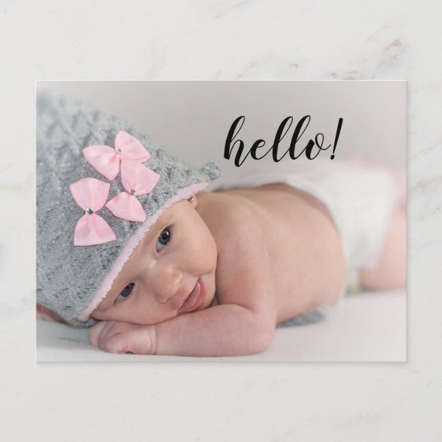 Faire-part Carte postale d'annonce de naissance Hello Thank Y (Devant)