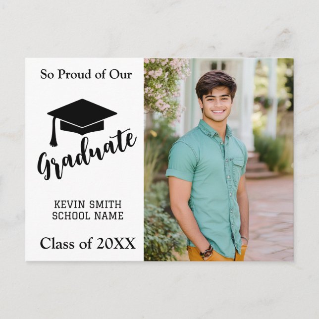 Faire-part Carte postale d'annonce SIMPLE MODERNE NOIR & BLAN (Devant)