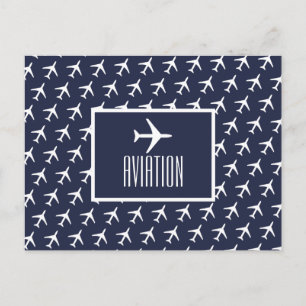 Faire-part Carte postale d'aviation Pilote d'avion blanc funk