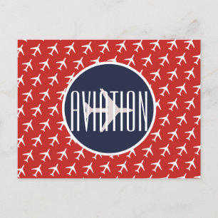 Faire-part Carte postale d'aviation Pilote d'avion blanc funk