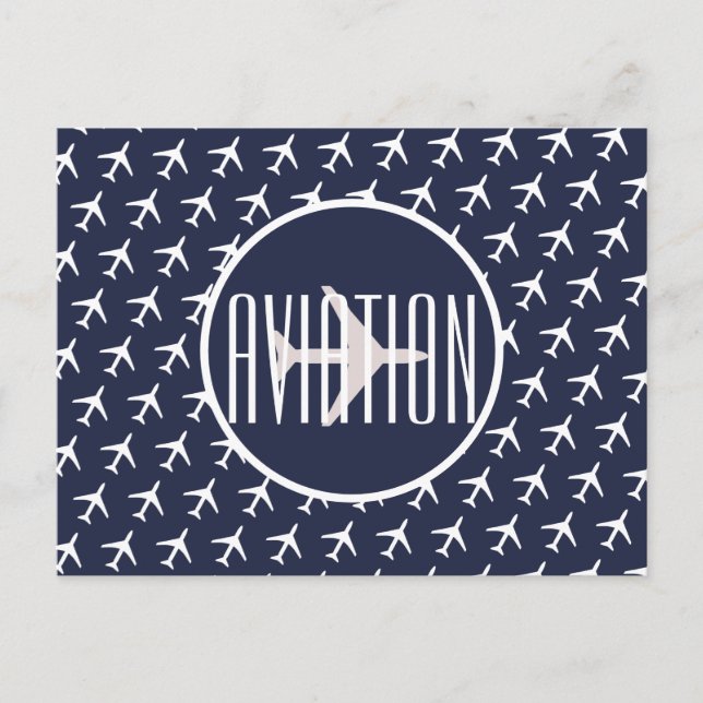 Faire-part Carte postale d'aviation Pilote d'avion blanc funk (Devant)