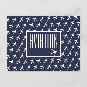 Faire-part Carte postale d'aviation Pilote d'avion blanc funk