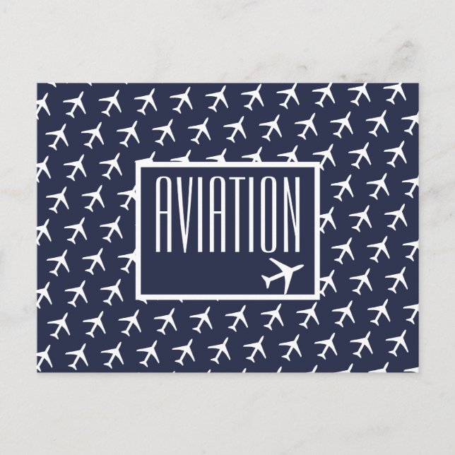 Faire-part Carte postale d'aviation Pilote d'avion blanc funk (Devant)