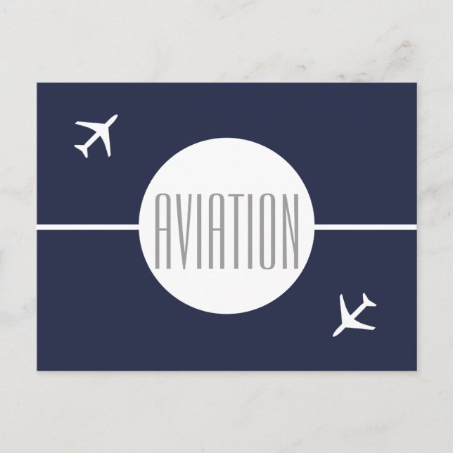 Faire-part Carte postale d'aviation Pilote d'avion blanc funk (Devant)