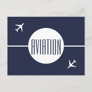 Faire-part Carte postale d'aviation Pilote d'avion blanc funk