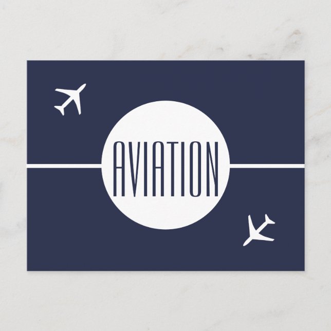 Faire-part Carte postale d'aviation Pilote d'avion blanc funk (Devant)