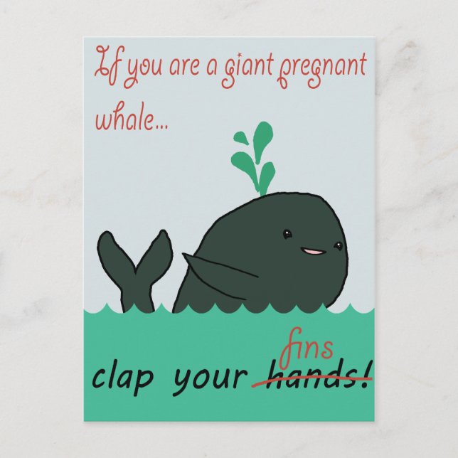 Faire-part Carte postale de baleine enceinte (Devant)