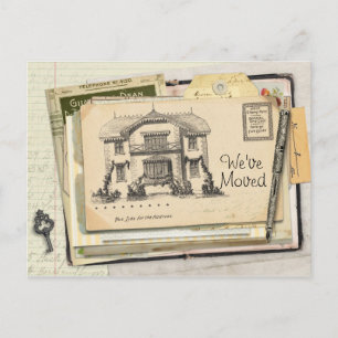 Faire-part Carte postale de bureau ancienne Nous avons déména