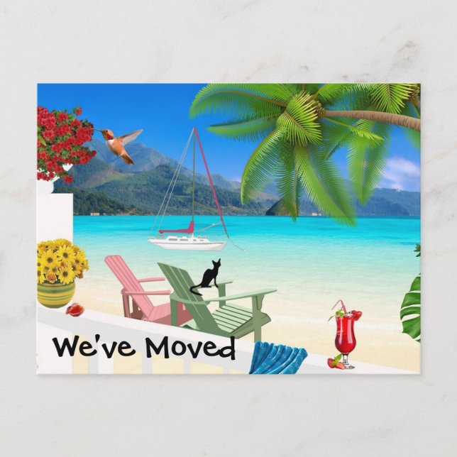 Faire-part Carte postale de changement d'adresse aquarelle (Devant)