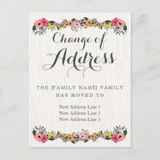 Faire-part Carte postale de changement d'adresse Floral Woodl
