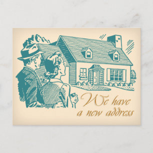 Faire-part Carte postale de changement d'adresse rétro