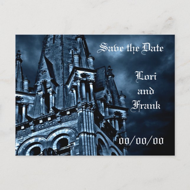 Faire-part Carte postale de château bleu fantasy pour Sauvega (Devant)