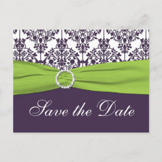 Faire-part Carte postale de conservation de damas lime et vio