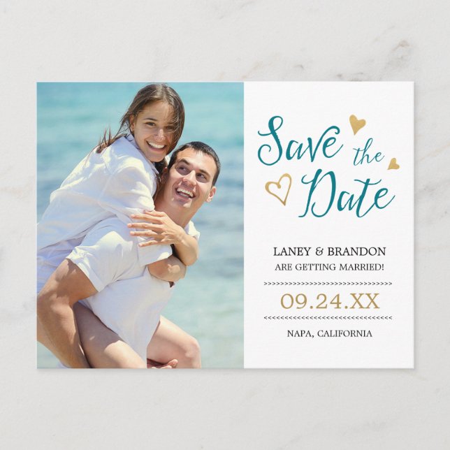 Faire-part Carte postale de date à retenir pour un amour doux (Devant)