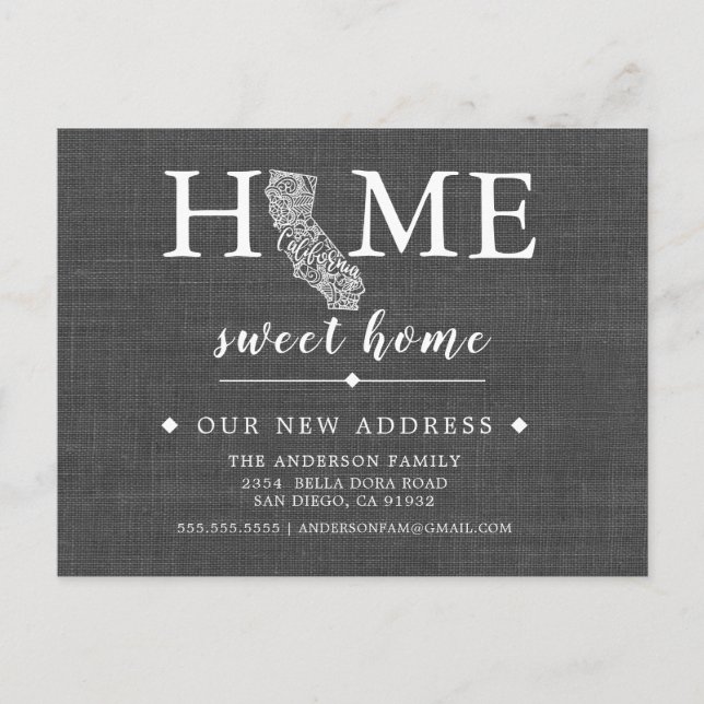 Faire-part Carte postale de l'État CALIFORNIE Moving Faire-pa (Devant)