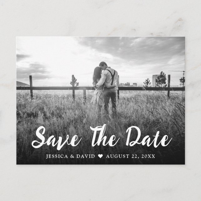 Faire-part Carte postale de mariage à date à conserver avec é (Devant)