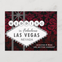 Carte postale de mariage à Las Vegas avec Damassé