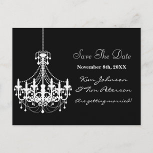 Faire-part Carte postale de mariage à lustre noir et blanc Da
