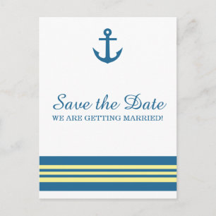 Faire-part Carte postale de mariage à thème nautique avec anc