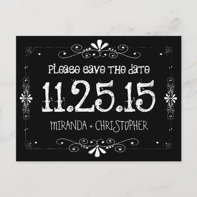 Faire-part Carte postale de mariage Chalkboard Save the Date (Devant)