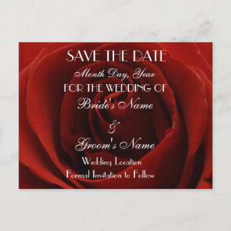Faire-part Carte postale de mariage 'Classique Rose Rouge Sau