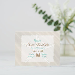 Faire-part Carte postale de mariage Coastal Starfish Save the